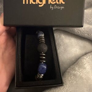 Hematite, Yellow Tiger Eye, Lapis Lazuli, and Lava Stone Bracelet